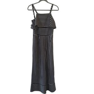 Old Money Womens Jumpsuit Wide Leg Black White Striped Size Small Retro Bohemian